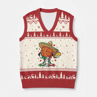 Funny Cinco De Mayo Basketball V-Neck Knit Sweater Vest Mexican Fiesta Party