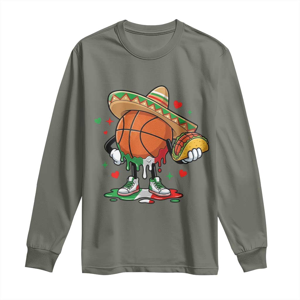 Funny Cinco De Mayo Basketball Long Sleeve Shirt Mexican Fiesta Party