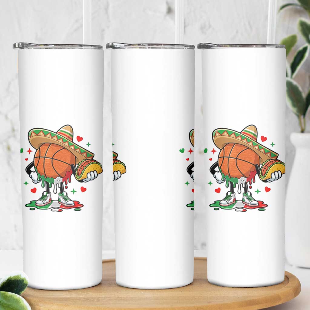 Funny Cinco De Mayo Basketball Skinny Tumbler Mexican Fiesta Party