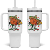 Funny Cinco De Mayo Basketball Tumbler With Handle Mexican Fiesta Party