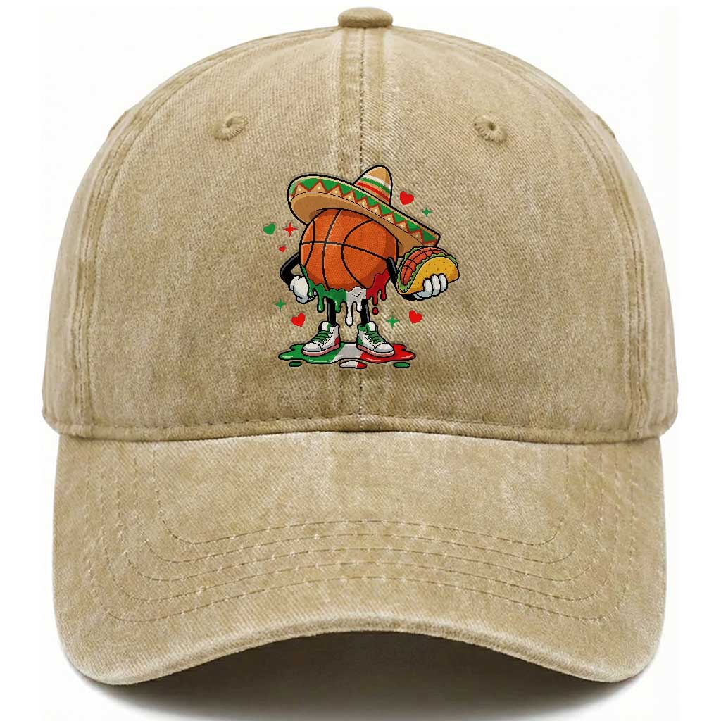 Funny Cinco De Mayo Basketball Washed Cotton Baseball Cap Mexican Fiesta Party
