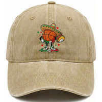 Funny Cinco De Mayo Basketball Washed Cotton Baseball Cap Mexican Fiesta Party
