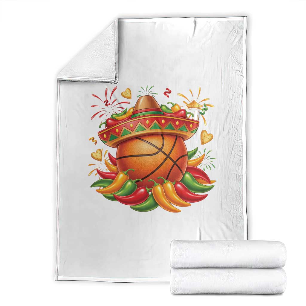 Funny Cinco De Mayo Basketball Throw Blanket Mexican Fiesta Hoops Party