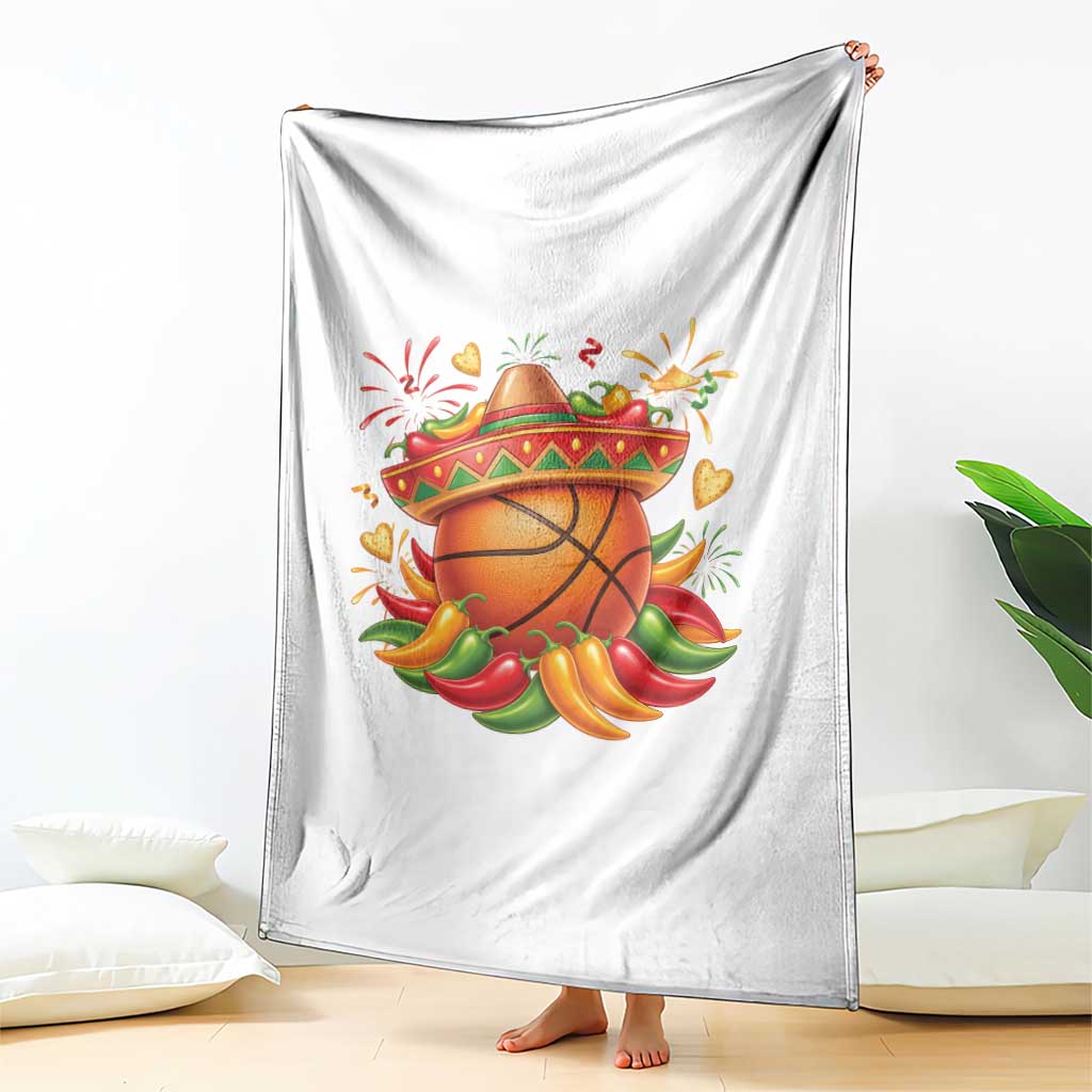 Funny Cinco De Mayo Basketball Throw Blanket Mexican Fiesta Hoops Party