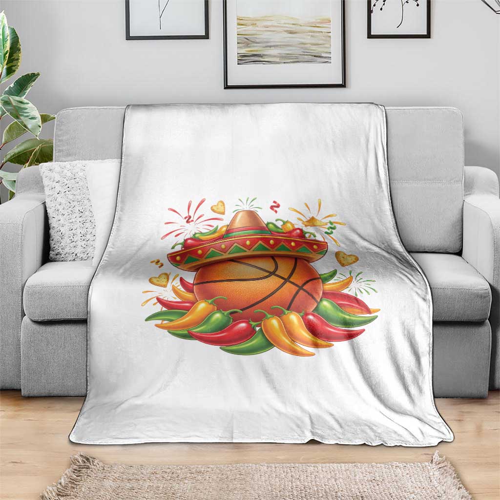 Funny Cinco De Mayo Basketball Throw Blanket Mexican Fiesta Hoops Party