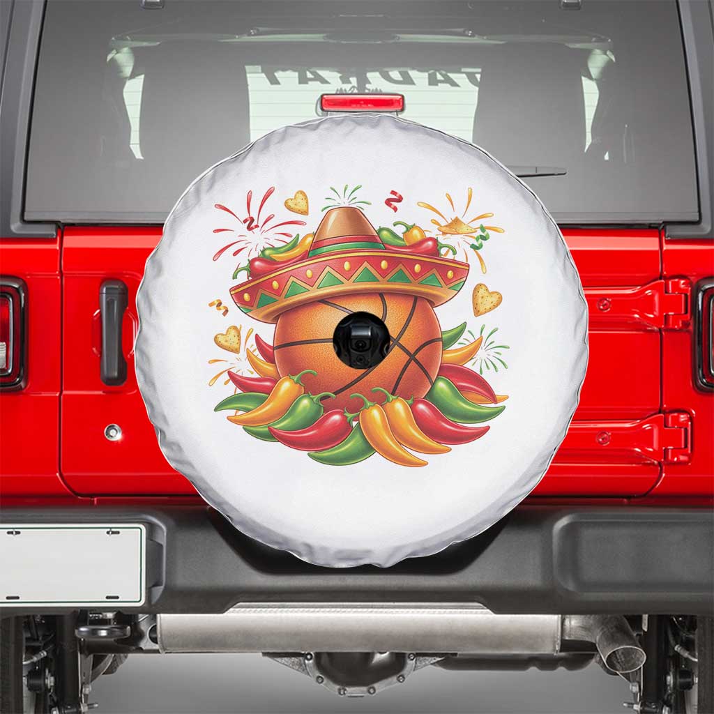 Funny Cinco De Mayo Basketball Spare Tire Cover Mexican Fiesta Hoops Party