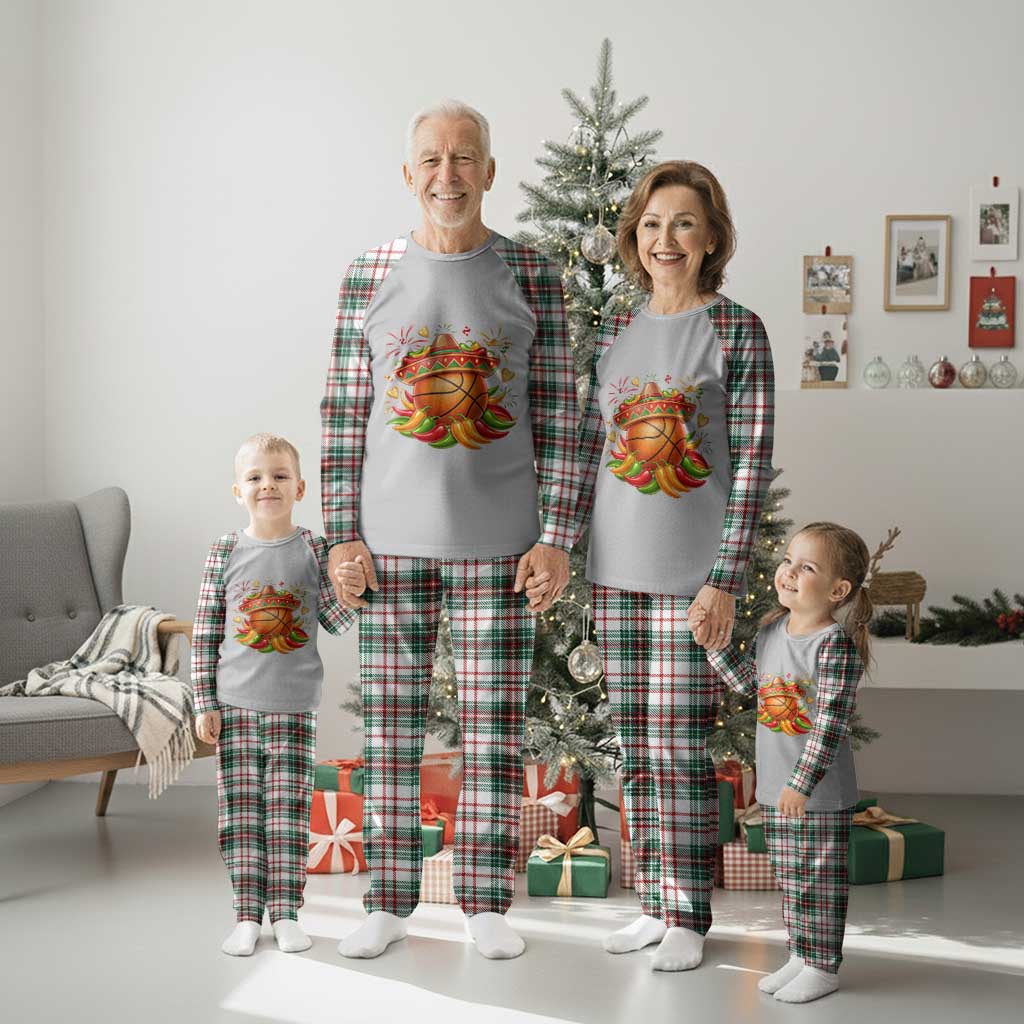Funny Cinco De Mayo Basketball Plaid Pajama Set Mexican Fiesta Hoops Party