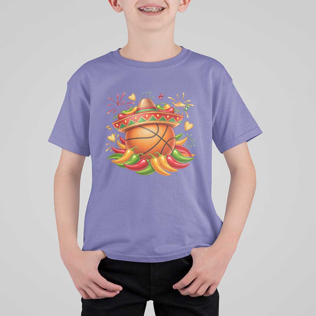 Funny Cinco De Mayo Basketball T Shirt For Kid Mexican Fiesta Hoops Party