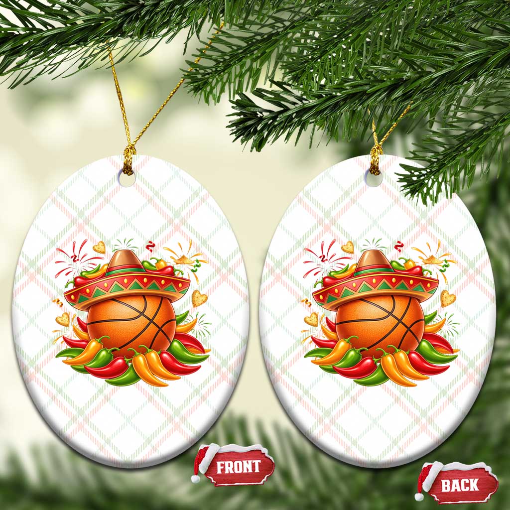 Funny Cinco De Mayo Basketball Ceramic Ornament Mexican Fiesta Hoops Party