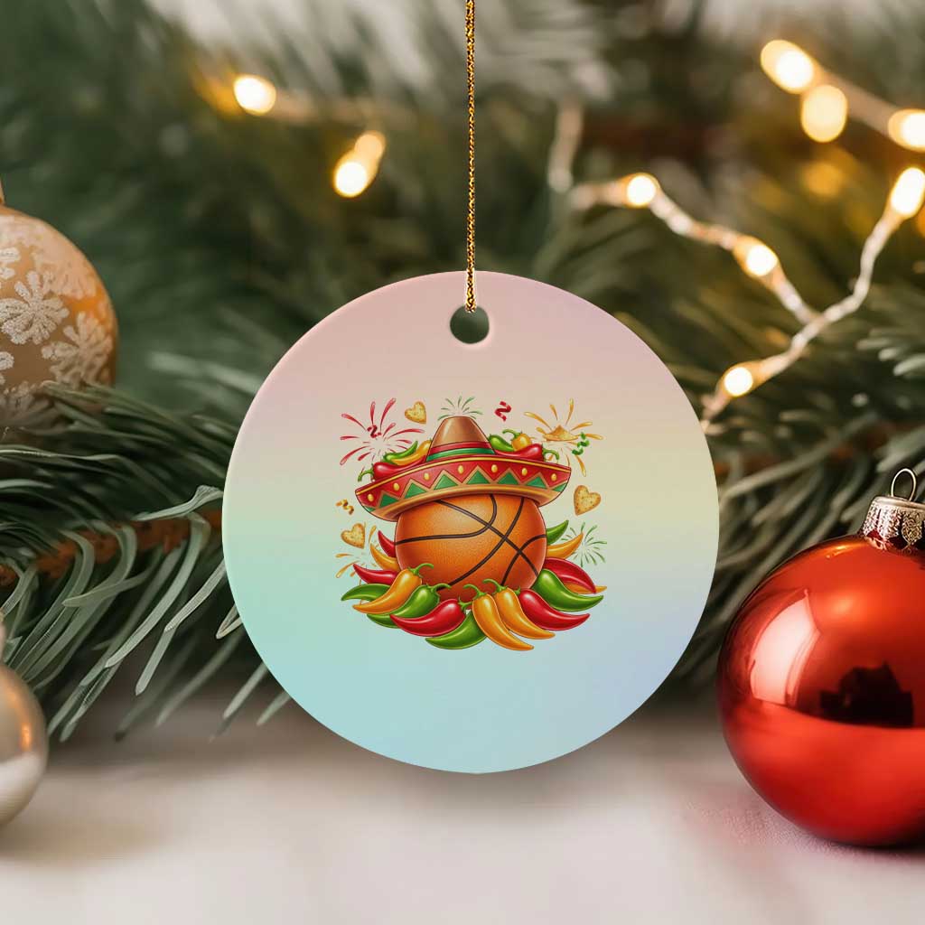 Funny Cinco De Mayo Basketball Ceramic Ornament Mexican Fiesta Hoops Party