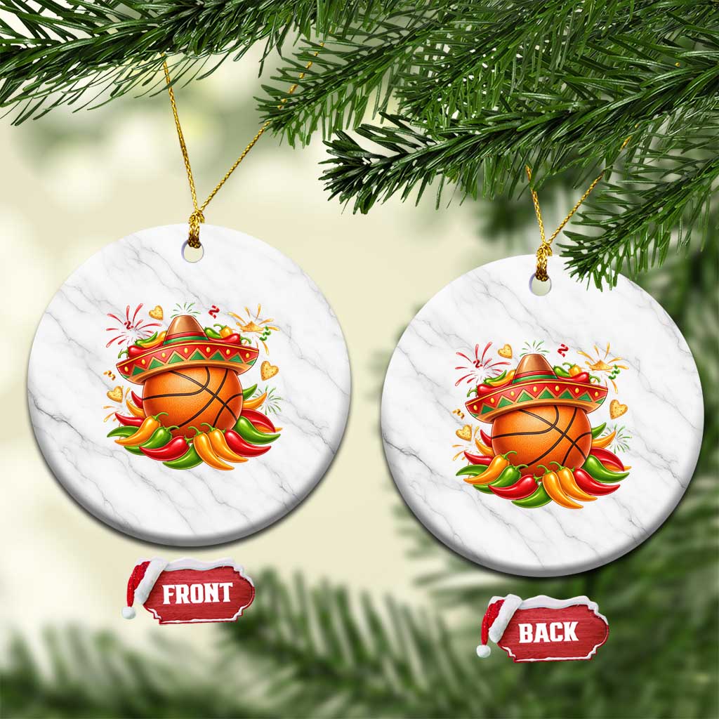 Funny Cinco De Mayo Basketball Ceramic Ornament Mexican Fiesta Hoops Party