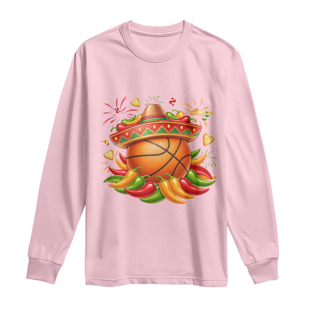 Funny Cinco De Mayo Basketball Long Sleeve Shirt Mexican Fiesta Hoops Party