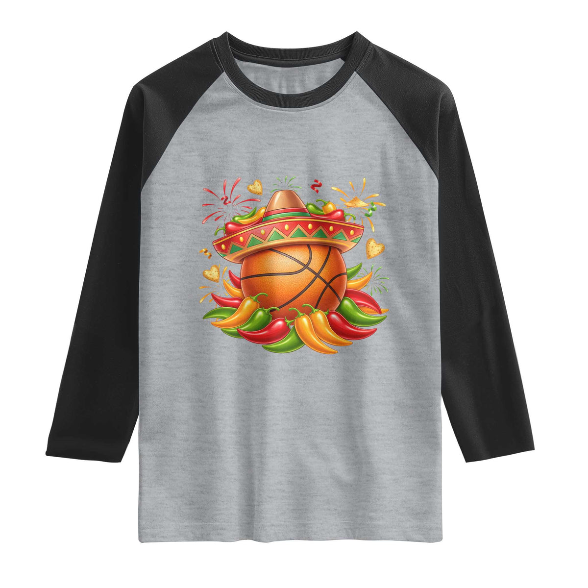 Funny Cinco De Mayo Basketball Raglan Shirt Mexican Fiesta Hoops Party