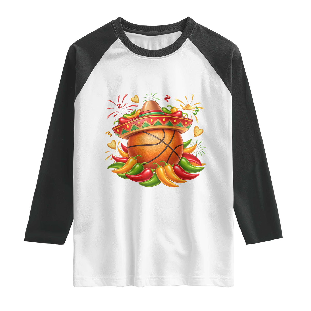 Funny Cinco De Mayo Basketball Raglan Shirt Mexican Fiesta Hoops Party