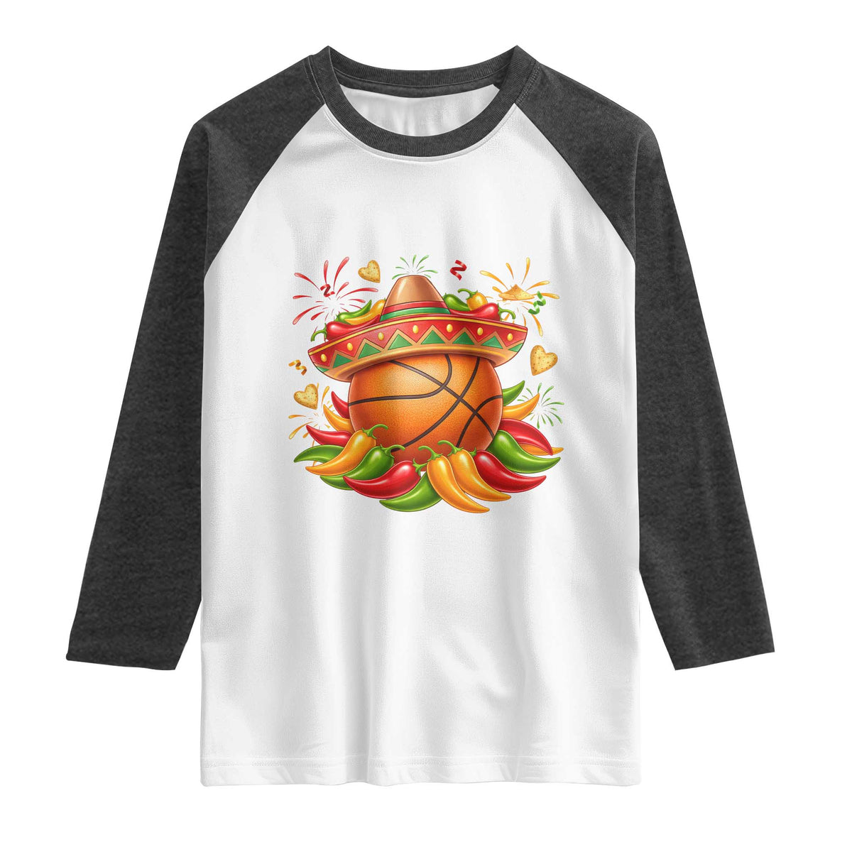 Funny Cinco De Mayo Basketball Raglan Shirt Mexican Fiesta Hoops Party