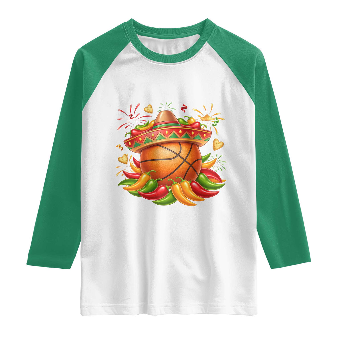Funny Cinco De Mayo Basketball Raglan Shirt Mexican Fiesta Hoops Party