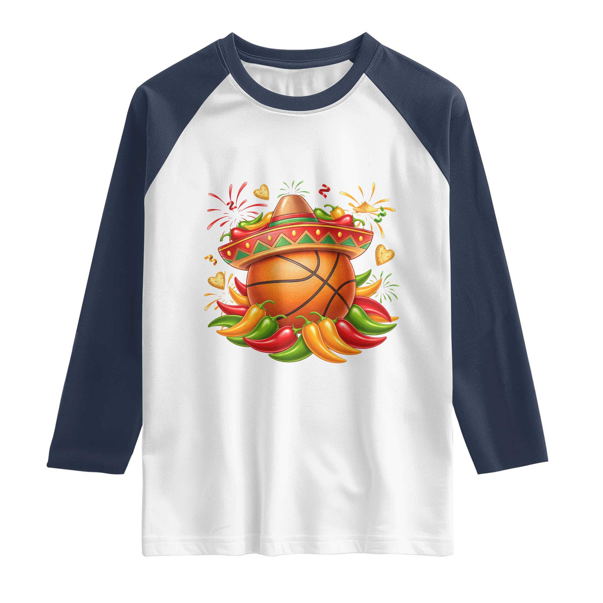 Funny Cinco De Mayo Basketball Raglan Shirt Mexican Fiesta Hoops Party