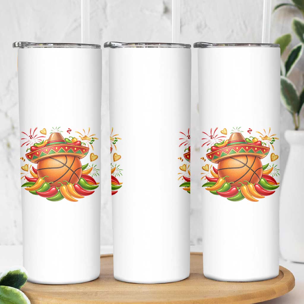 Funny Cinco De Mayo Basketball Skinny Tumbler Mexican Fiesta Hoops Party