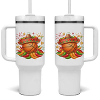 Funny Cinco De Mayo Basketball Tumbler With Handle Mexican Fiesta Hoops Party