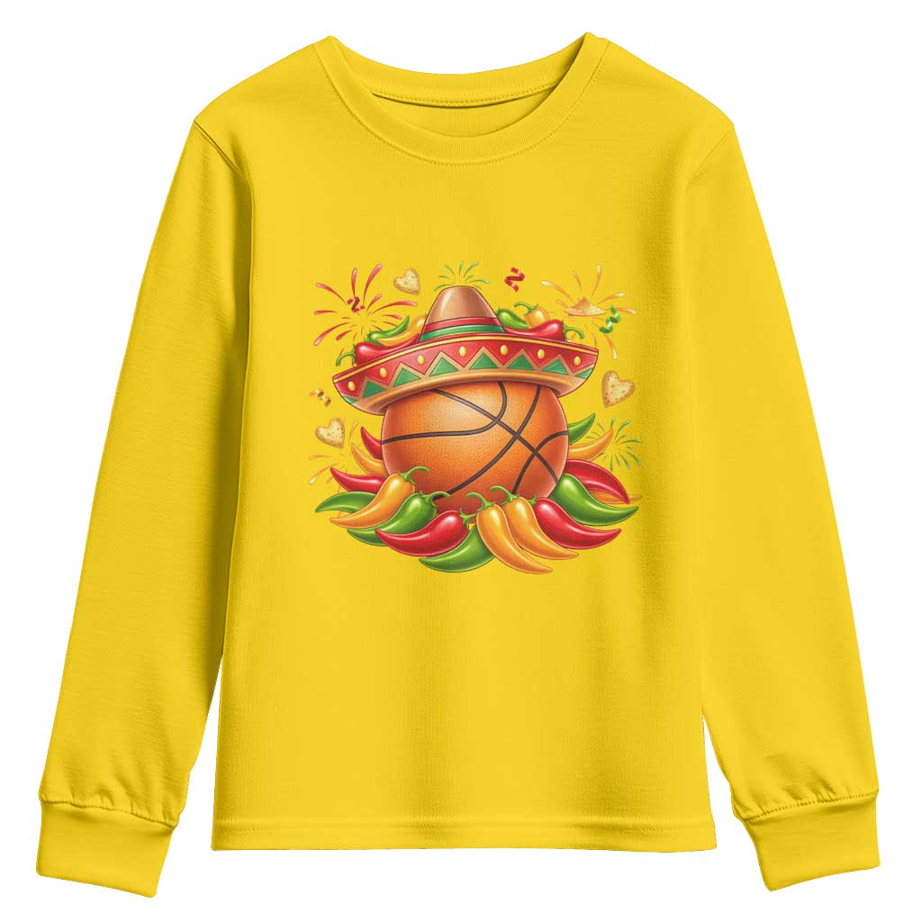 Funny Cinco De Mayo Basketball Youth Sweatshirt Mexican Fiesta Hoops Party