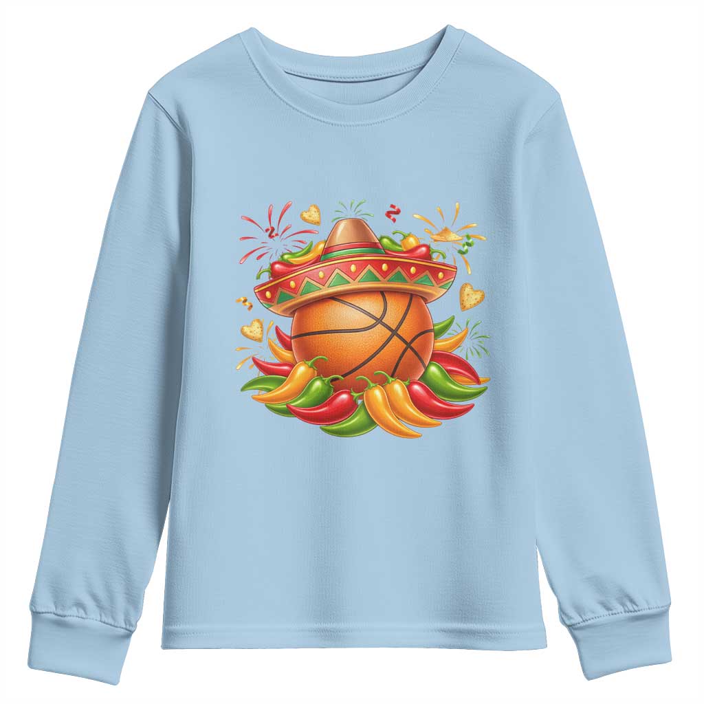 Funny Cinco De Mayo Basketball Youth Sweatshirt Mexican Fiesta Hoops Party