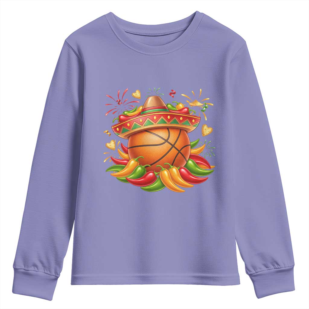 Funny Cinco De Mayo Basketball Youth Sweatshirt Mexican Fiesta Hoops Party