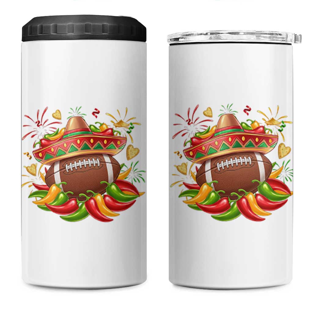 Funny Cinco De Mayo Football 4 in 1 Can Cooler Tumbler Mexican Fiesta Party