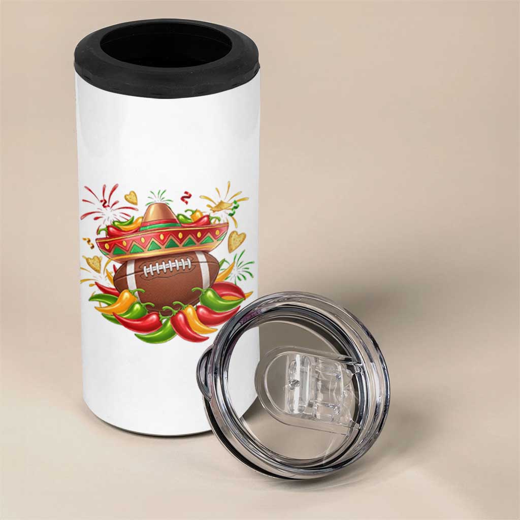 Funny Cinco De Mayo Football 4 in 1 Can Cooler Tumbler Mexican Fiesta Party
