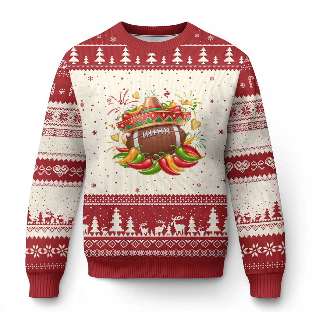 Funny Cinco De Mayo Football Ugly Christmas Sweater Mexican Fiesta Party
