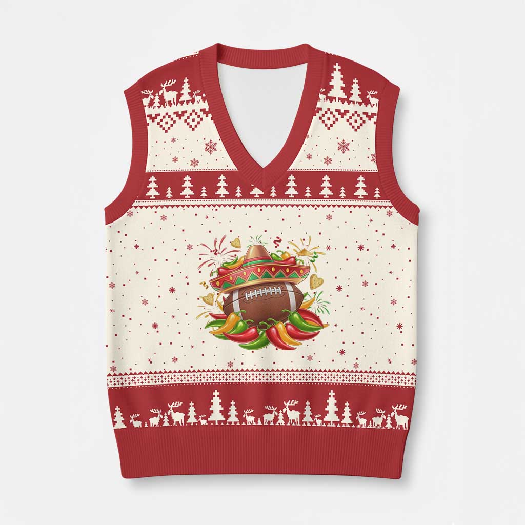 Funny Cinco De Mayo Football V-Neck Knit Sweater Vest Mexican Fiesta Party