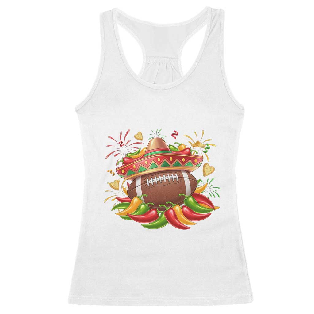 Funny Cinco De Mayo Football Racerback Tank Top Mexican Fiesta Party