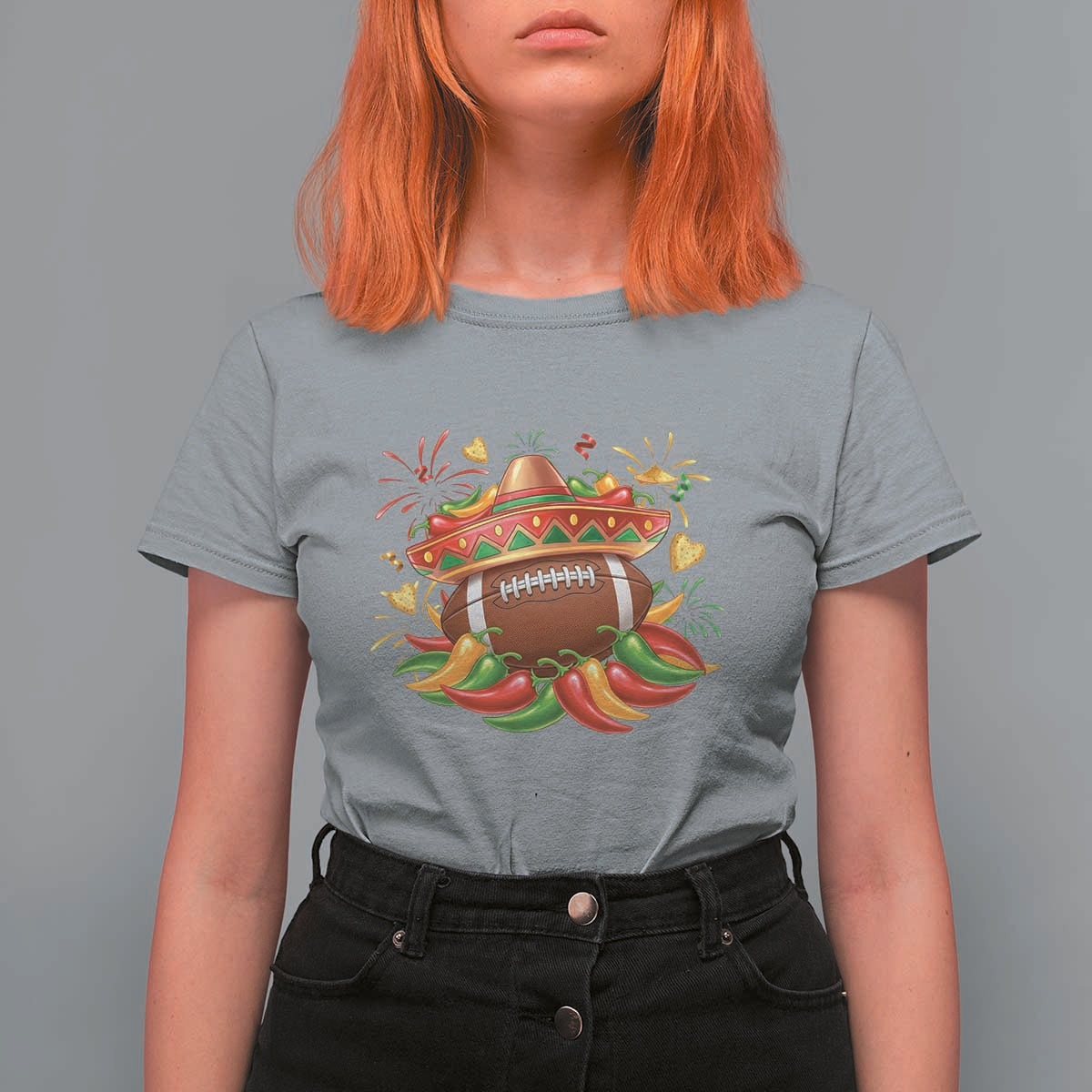 Funny Cinco De Mayo Football T Shirt For Women Mexican Fiesta Party