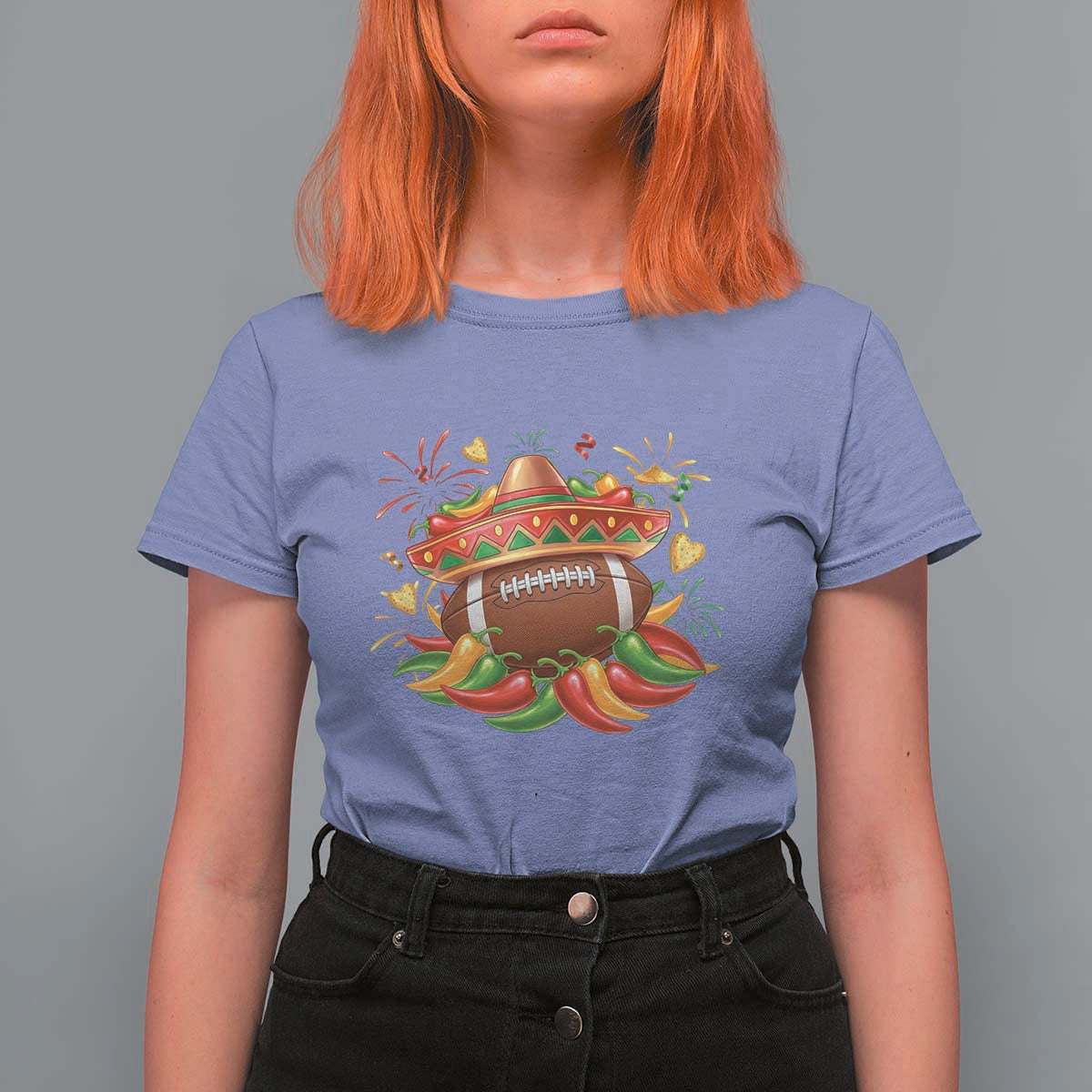 Funny Cinco De Mayo Football T Shirt For Women Mexican Fiesta Party