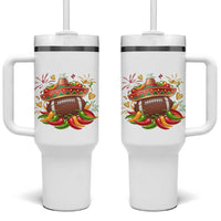 Funny Cinco De Mayo Football Tumbler With Handle Mexican Fiesta Party