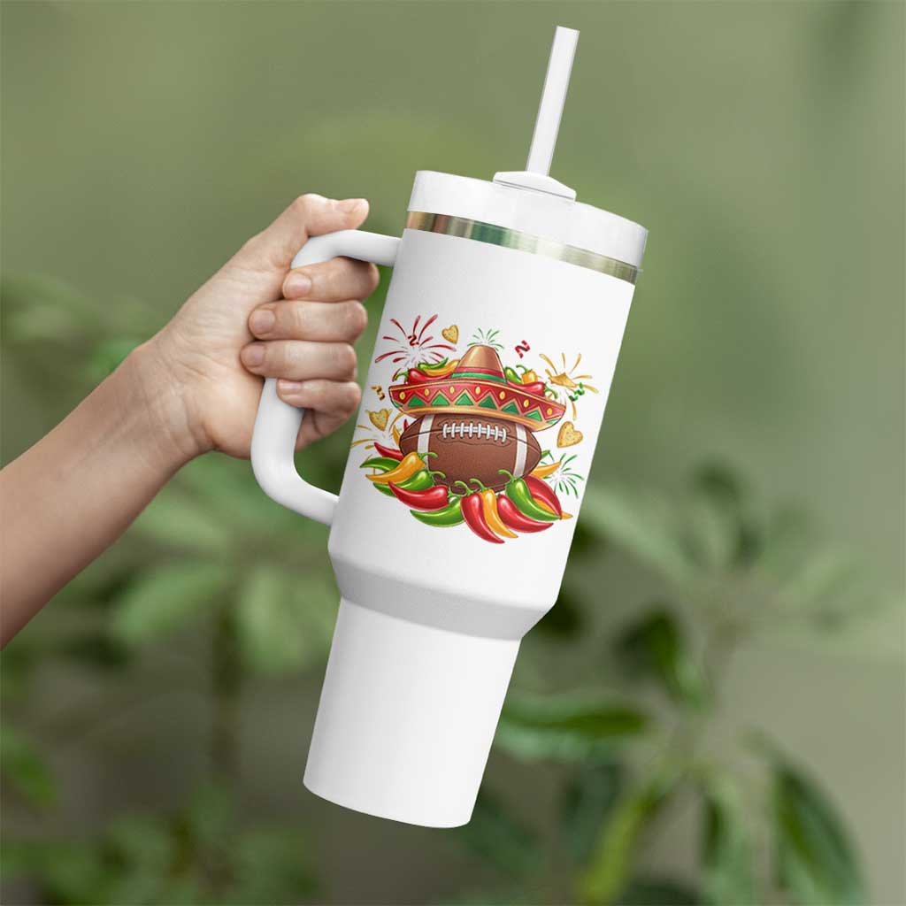 Funny Cinco De Mayo Football Tumbler With Handle Mexican Fiesta Party