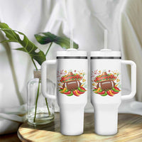 Funny Cinco De Mayo Football Tumbler With Handle Mexican Fiesta Party