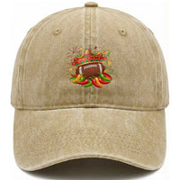 Funny Cinco De Mayo Football Washed Cotton Baseball Cap Mexican Fiesta Party
