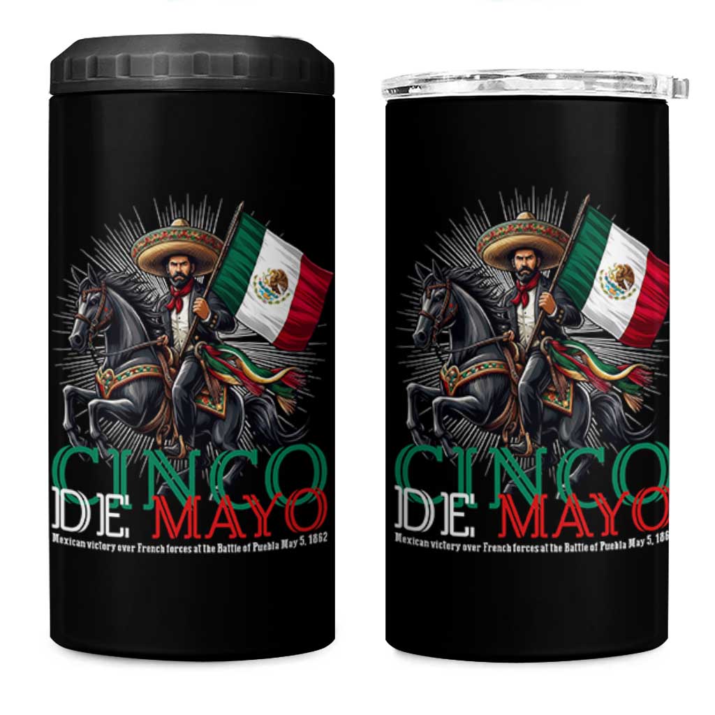 Cinco De Mayo Battle Of Puebla 4 in 1 Can Cooler Tumbler Historical Mexican Heritage