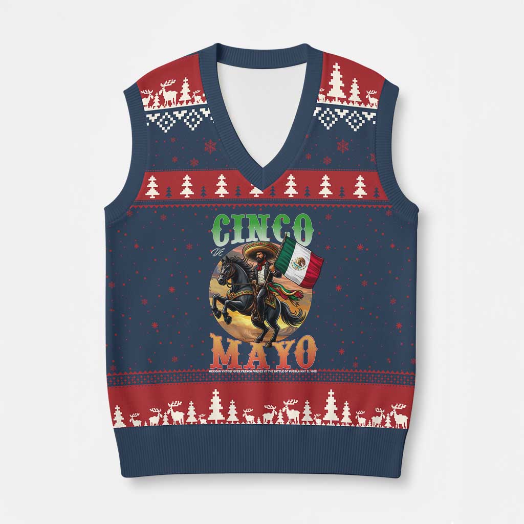 Cinco De Mayo Battle Of Puebla V-Neck Knit Sweater Vest Mexican Victory Heritage Pride