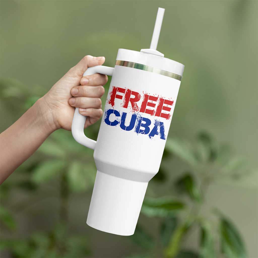 Free Cuba Tumbler With Handle Stand With Cuban People Gift