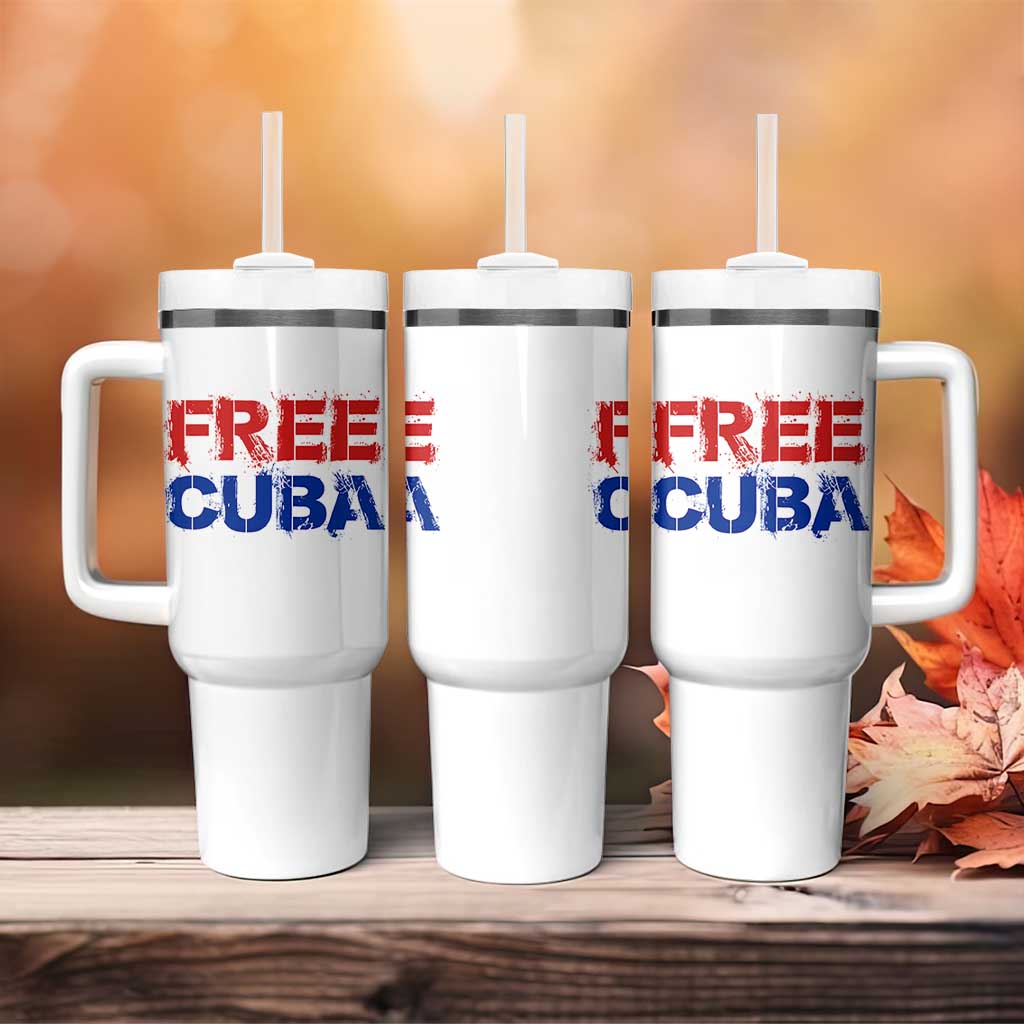 Free Cuba Tumbler With Handle Stand With Cuban People Gift