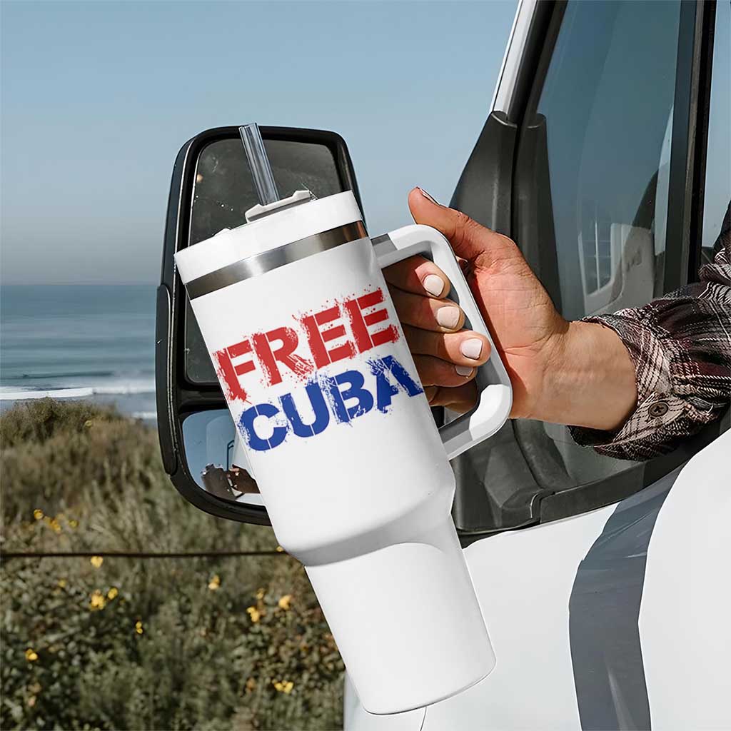 Free Cuba Tumbler With Handle Stand With Cuban People Gift