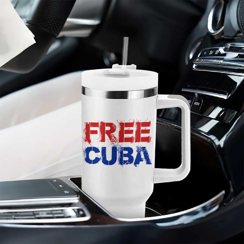 Free Cuba Tumbler With Handle Stand With Cuban People Gift
