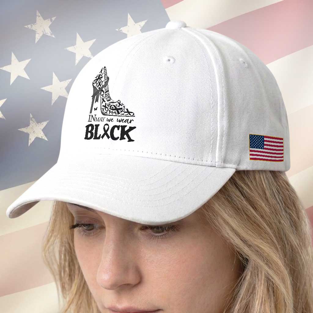 In May We Wear Black Baseball Cap Skin Cancer Support Gift For Her