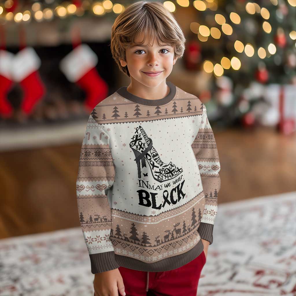 In May We Wear Black Ugly Christmas Sweater Skin Cancer Support Gift For Her