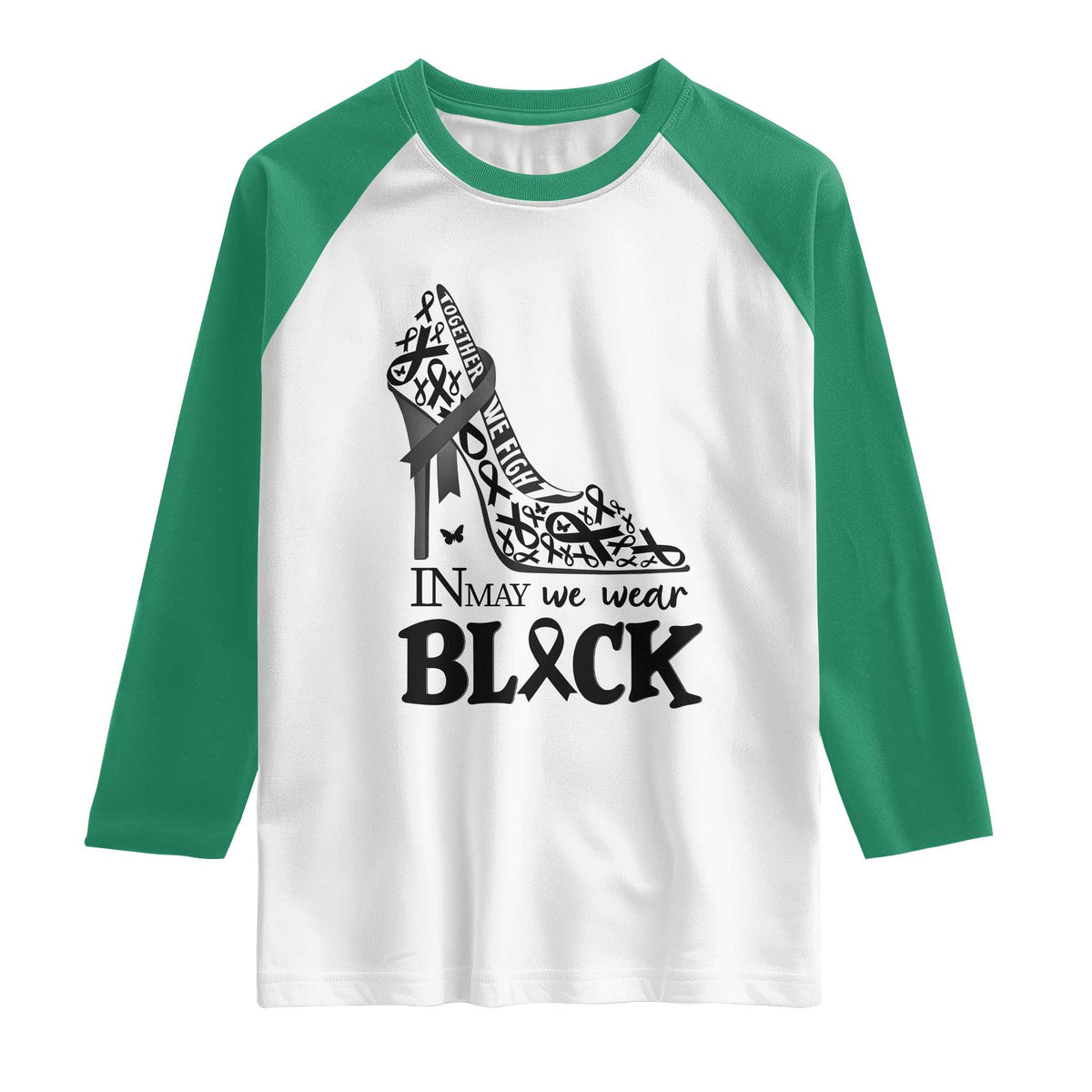In May We Wear Black Raglan Shirt Skin Cancer Support Gift For Her