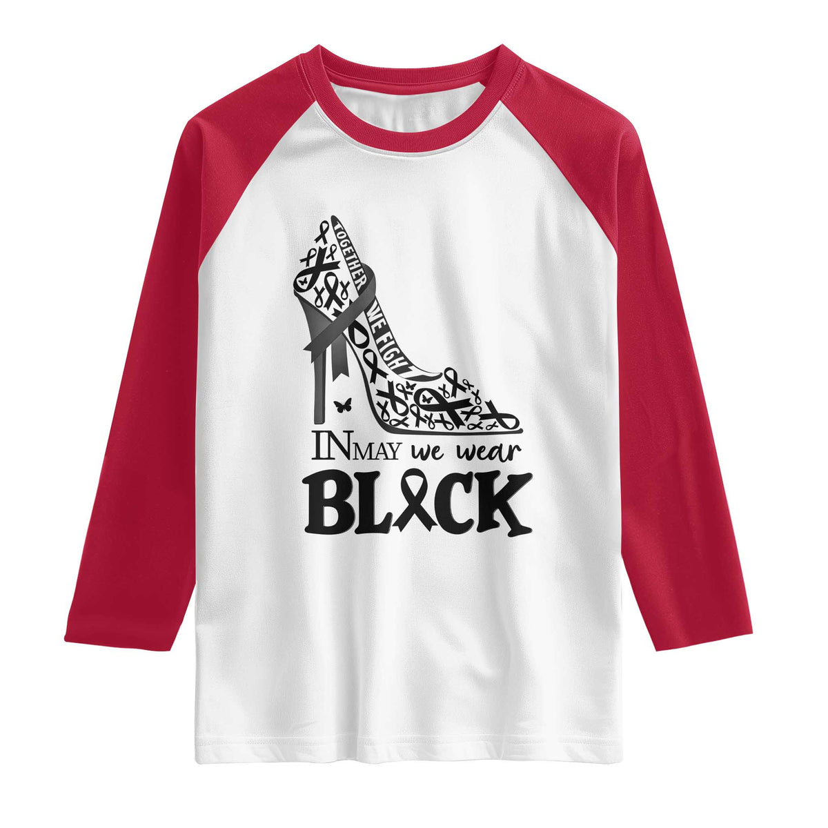 In May We Wear Black Raglan Shirt Skin Cancer Support Gift For Her