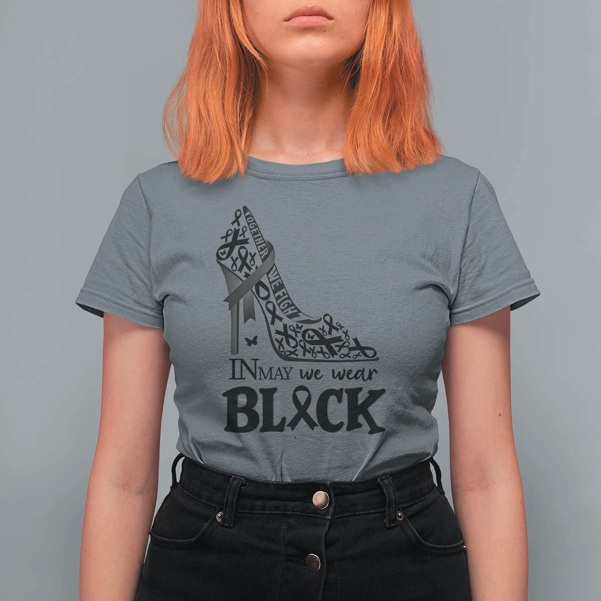 In May We Wear Black T Shirt For Women Skin Cancer Support Gift For Her