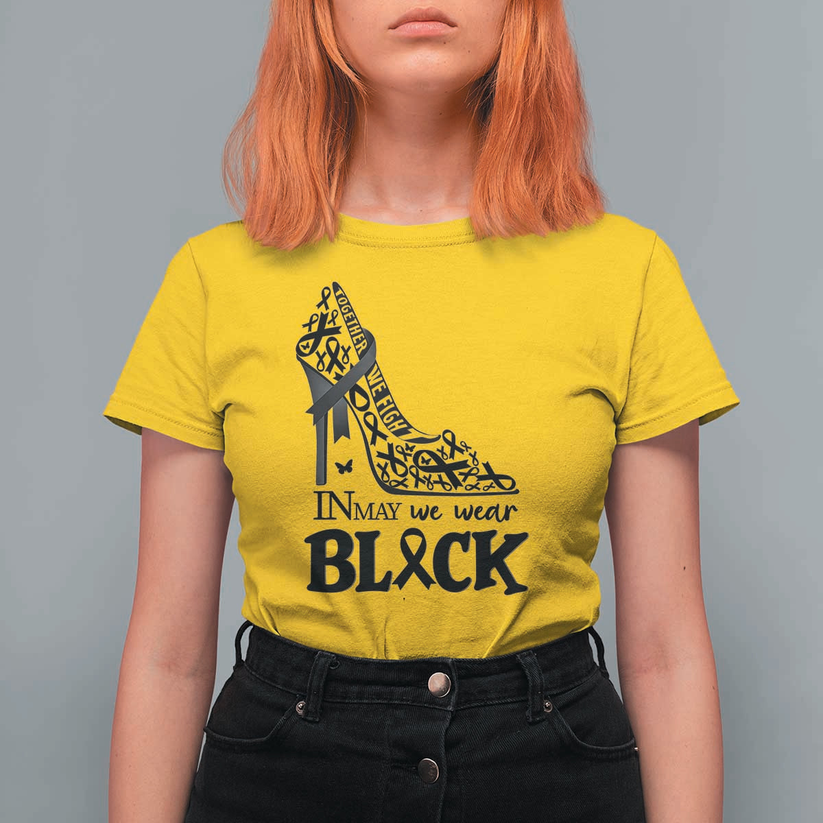 In May We Wear Black T Shirt For Women Skin Cancer Support Gift For Her