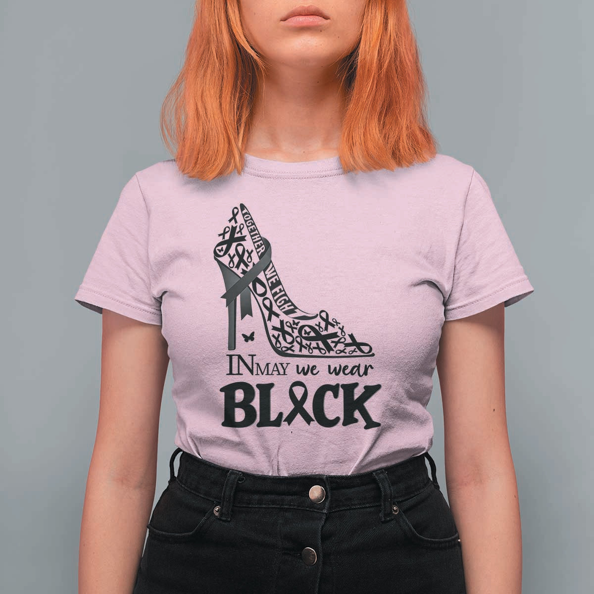In May We Wear Black T Shirt For Women Skin Cancer Support Gift For Her